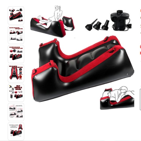 Çiftlere Özel Bağlama Kelepçeli Şişirilebilir Esaret ve Pozisyon Sex Yatağı