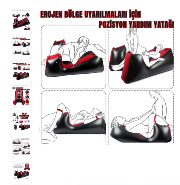 Çiftlere Özel Bağlama Kelepçeli Şişirilebilir Esaret ve Pozisyon Sex Yatağı