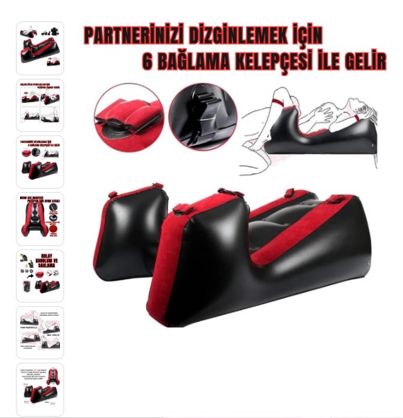 Çiftlere Özel Bağlama Kelepçeli Şişirilebilir Esaret ve Pozisyon Sex Yatağı