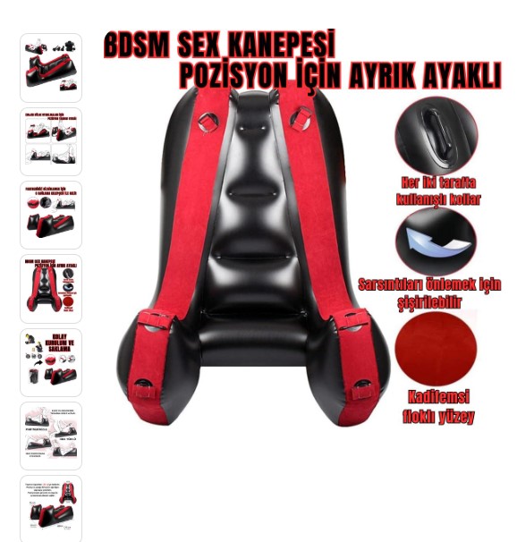 Çiftlere Özel Bağlama Kelepçeli Şişirilebilir Esaret ve Pozisyon Sex Yatağı