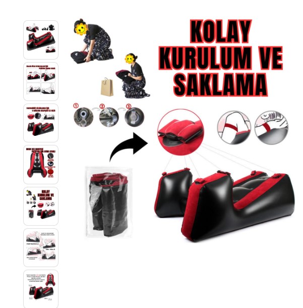 Çiftlere Özel Bağlama Kelepçeli Şişirilebilir Esaret ve Pozisyon Sex Yatağı