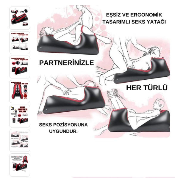 Çiftlere Özel Bağlama Kelepçeli Şişirilebilir Esaret ve Pozisyon Sex Yatağı