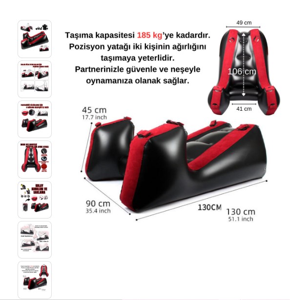 Çiftlere Özel Bağlama Kelepçeli Şişirilebilir Esaret ve Pozisyon Sex Yatağı