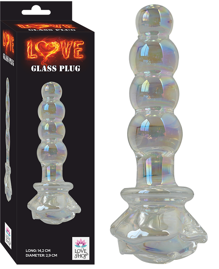 BOĞUMLU DOLGU CAM KIRILMAZ VUCUT ISISINA DUYARLI ANAL PLUĞ 