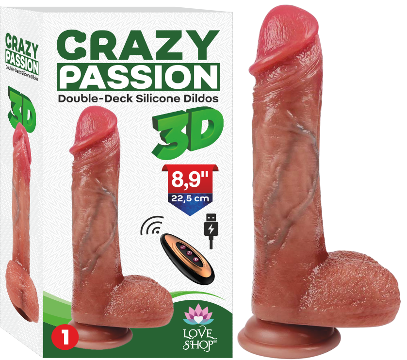 CRYZ ÇİFT DERİ YUKARI AŞAĞI HAREKETLİ OYNAR BAŞLI 22,5 CM GERÇEKCİ ET DİLDO 