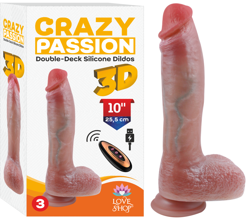 CRYZ ÇİFT DERİ YUKARI AŞAĞI HAREKETLİ OYNAR BAŞLI 25,5 CM GERÇEKCİ ET DİLDO 