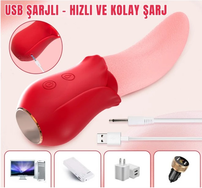 PRIME TOYS Vicky Şarjlı Klitoris Uyarıcı Titreşimli ve Hareketli Sessiz Mini Gerçekçi Dil Vibratör