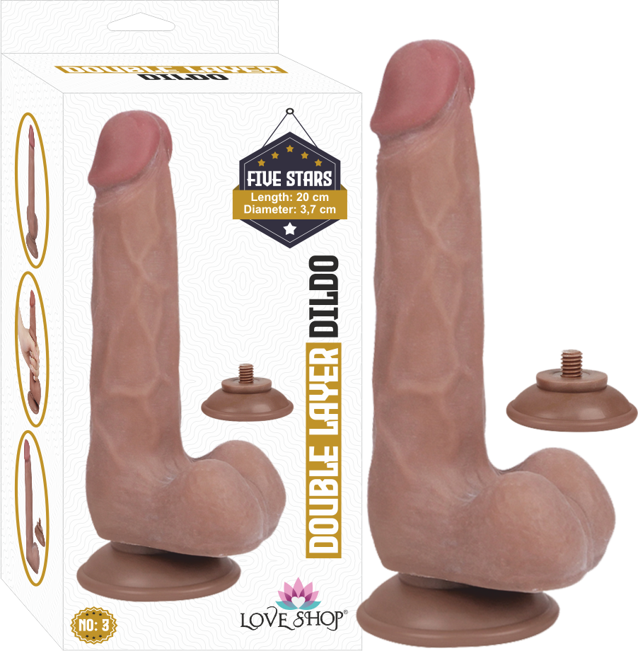 ÇİFT DERİ ( DUBLE LAYER )  KIKIRDAKLI % 100 GERCEKÇİ DİLDO 20 CM 