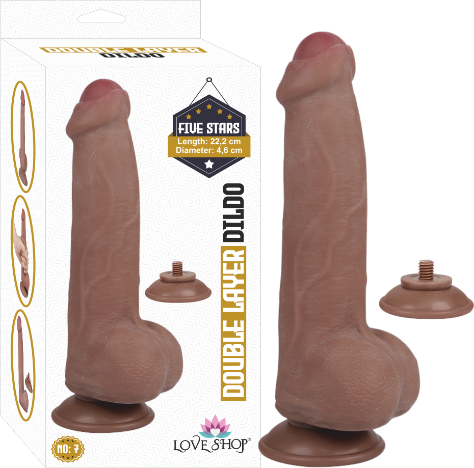 ÇİFT DERİ ( DUBLE LAYER )  KIKIRDAKLI % 100 GERCEKÇİ DİLDO 22 CM 