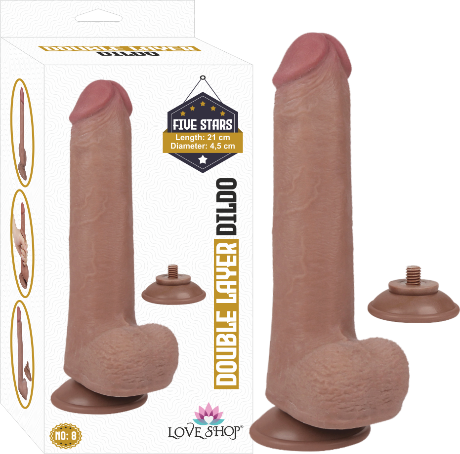 ÇİFT DERİ ( DUBLE LAYER )  KIKIRDAKLI % 100 GERCEKÇİ DİLDO 21 CM 