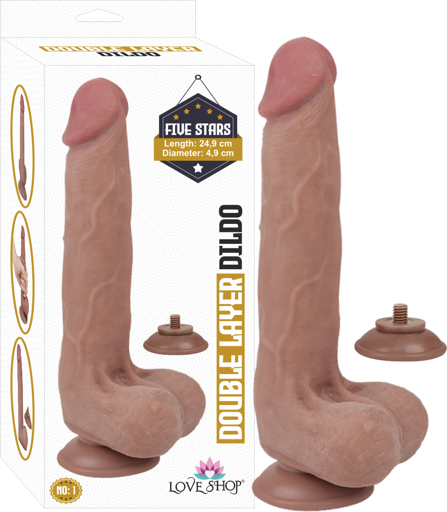 ÇİFT DERİ ( DUBLE LAYER )  KIKIRDAKLI % 100 GERCEKÇİ DİLDO 25 CM 