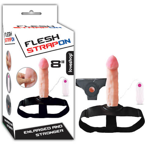 FLESH İÇİ BOŞ GİYİLEBİLİR KİLOTLU TİTREŞİMLİ STRAPON 20 CM 
