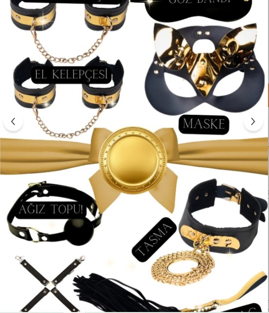 10 PARÇA LÜKS SİYAH VE GOLD FANTAZİ SETİ 