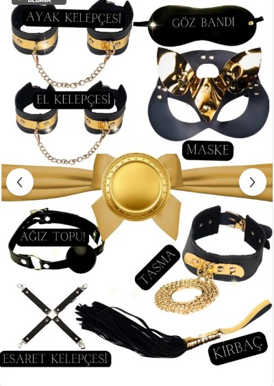 10 PARÇA LÜKS SİYAH VE GOLD FANTAZİ SETİ 