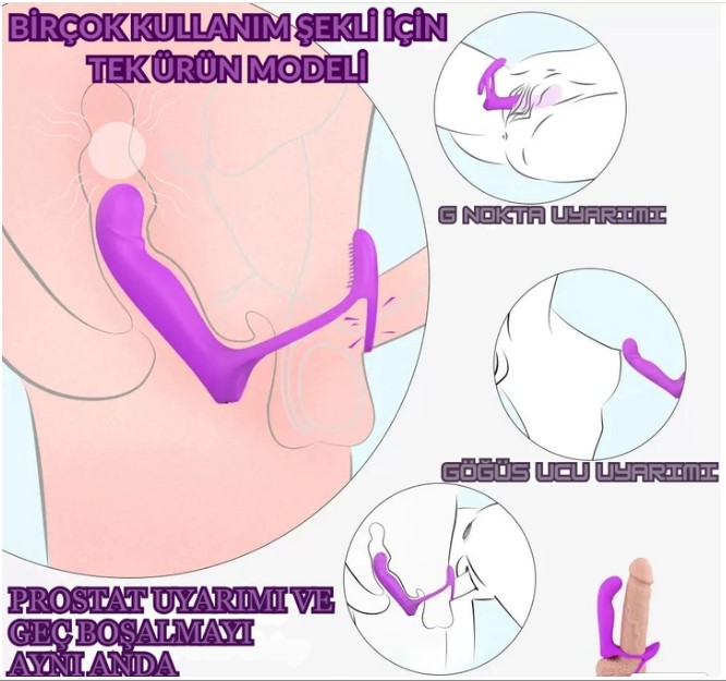 ANAL İÇİN TAKMA  PENİS KLİTORİS UYARICI TESTİS VE PENİS YÜZÜGÜ UZAKTAN KUMANDALI LÜX VİBRATÖR 