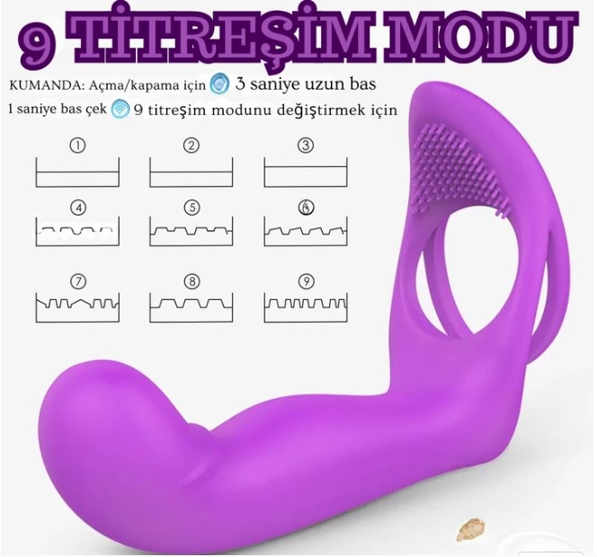 ANAL İÇİN TAKMA  PENİS KLİTORİS UYARICI TESTİS VE PENİS YÜZÜGÜ UZAKTAN KUMANDALI LÜX VİBRATÖR 