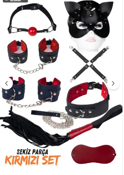 8 PARÇA SİYAHA KIRMIZI LÜKS FANTAZİ SET 