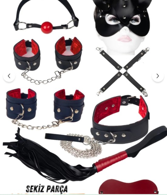 8 PARÇA SİYAHA KIRMIZI LÜKS FANTAZİ SET 