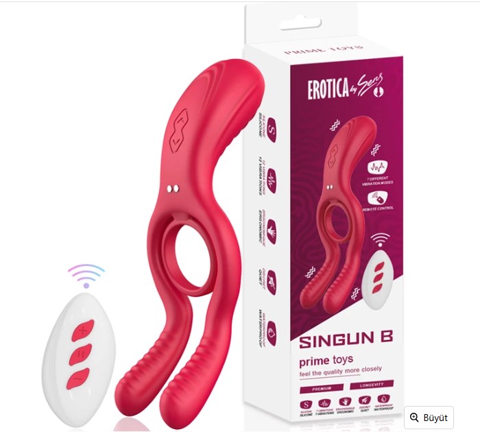Singun Şarjlı Uzaktan Kumandalı Penis Halkası ve Klitoris Uyarıcı Vibratör 