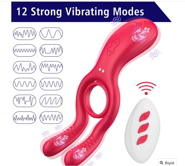 Singun Şarjlı Uzaktan Kumandalı Penis Halkası ve Klitoris Uyarıcı Vibratör 