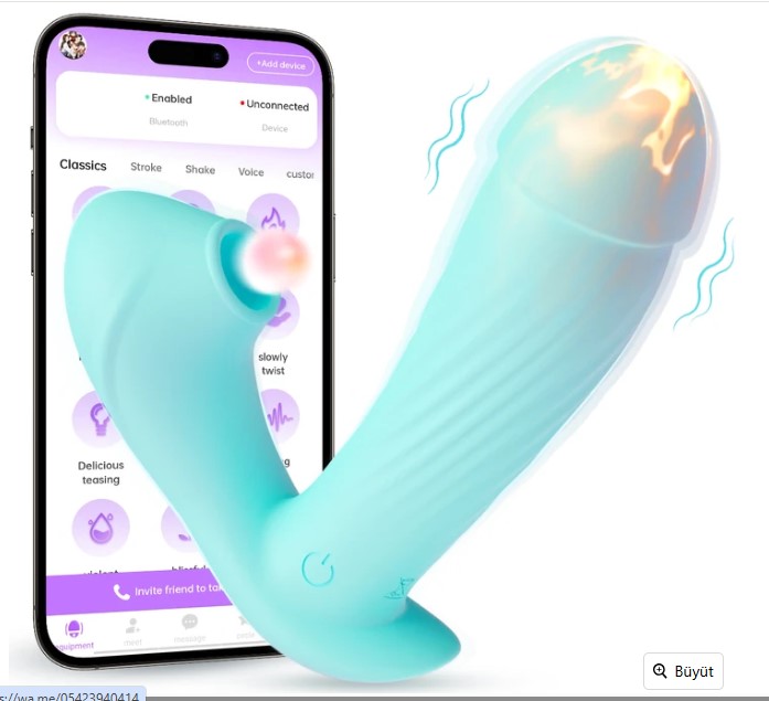  Şarjlı Telefon Kontrollü Isıtmalı G-Spot Klitoris Emiş Uyarıcı Yapay Penis Giyilebilen Vibratör