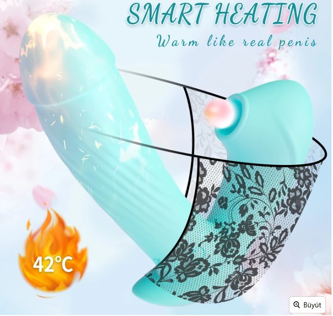  Şarjlı Telefon Kontrollü Isıtmalı G-Spot Klitoris Emiş Uyarıcı Yapay Penis Giyilebilen Vibratör