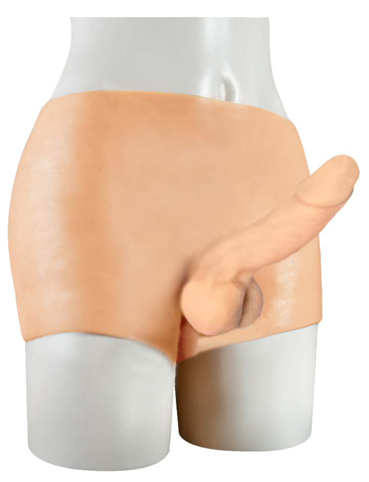 GİYİLEBİLİR BELDEN BAĞLAMALI SİLİKON KİLOTLU  REALİSTİK PENİS STRAP-ON  İÇİ BOŞ MODEL 19 CM BOXER