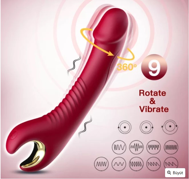 TORNADO 360 DERECE OYNAR BAŞLI G NOKTASI UYARICI KADİFE SİLİKON VİBRATÖR KIRMIZI