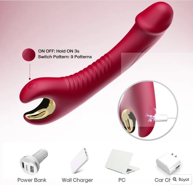 TORNADO 360 DERECE OYNAR BAŞLI G NOKTASI UYARICI KADİFE SİLİKON VİBRATÖR KIRMIZI