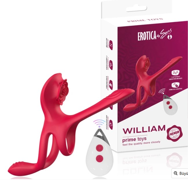 William Şarjlı Uzaktan Kumandalı Penis Halkası ve Klitoris G Noktası Uyarıcı Vibratör 