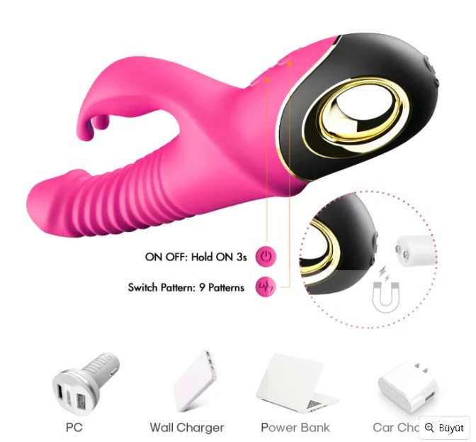 PRİME ZİNG İLERİ GERİ HAREKETLİ ( ROTASYONLU)  360 DERE OYNARBAŞLI VİBRATÖR KİLİTORİS UYARICI 