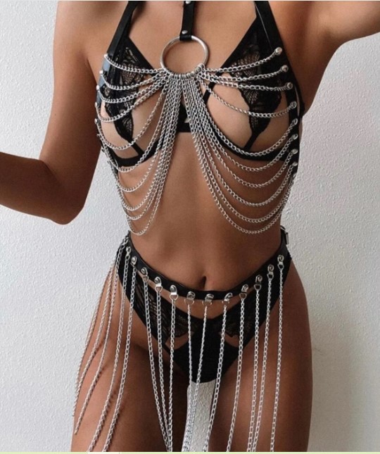 ZİNCİRLİ DERİ FANTAZİ HARNESS TAKIM 